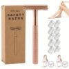 Safety Razor with Brass Weighted Handle and 10 Double Edge Safety pink color