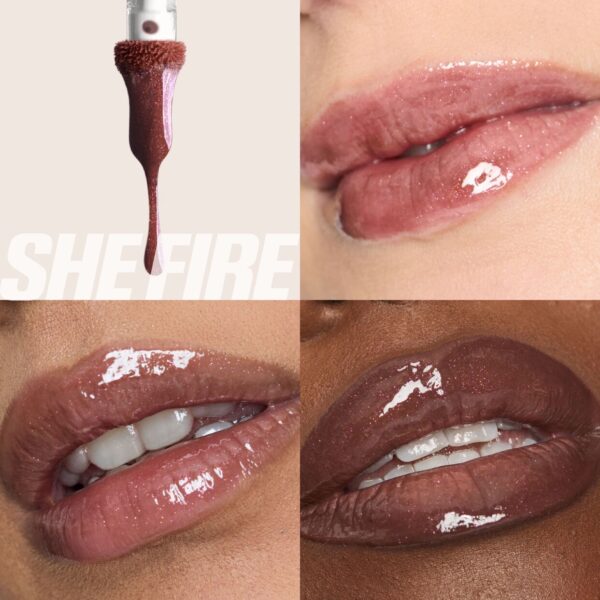 Huda Beauty Icy Nude FAUXFILLER Lip Gloss shade ( She Fire )